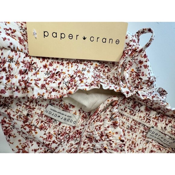 Paper Crane Smocked Sleeveless Top Skirt Size Medium Two Piece Set Print Pink NW - Picture 5 of 11